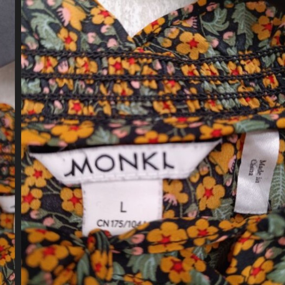 Monki Women's Midi Dress L orange Yellow floral A-Line 🌻 - Picture 2 of 4